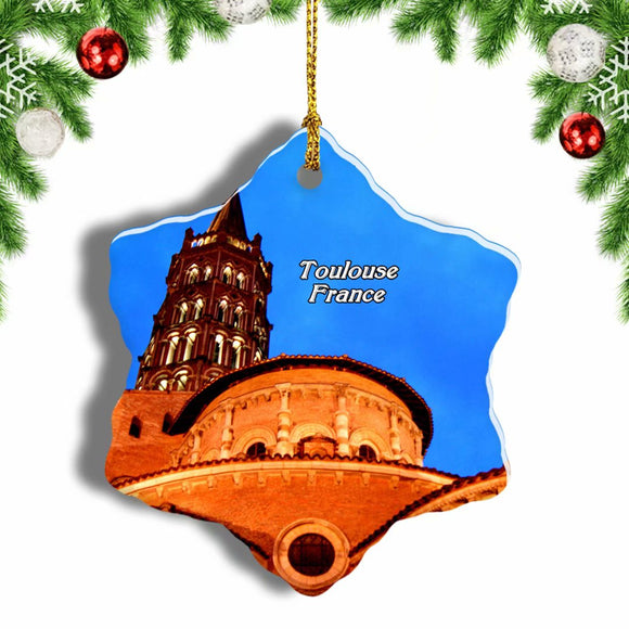 France Basilica of St. Sernin Toulouse Christmas Ornament 3 Inches Snow