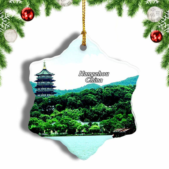 China West Lake Hangzhou Christmas Ornament 3 Inches Snow