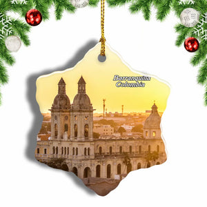 Colombia Barranquilla Christmas Ornament 3 Inches Snow