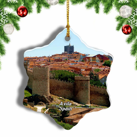 Spain The Walls of Avila Christmas Ornament 3 Inches Snow