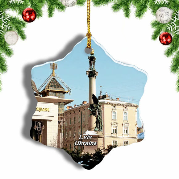 Lviv Ukraine Christmas Ornament 3 Inches Snow