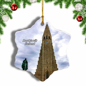 Iceland Hallgrimskirkja Reykjavik Christmas Ornament 3 Inches Snow