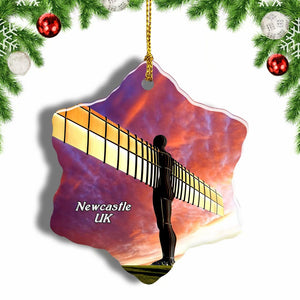 UK England Newcastle Christmas Ornament 3 Inches Snow