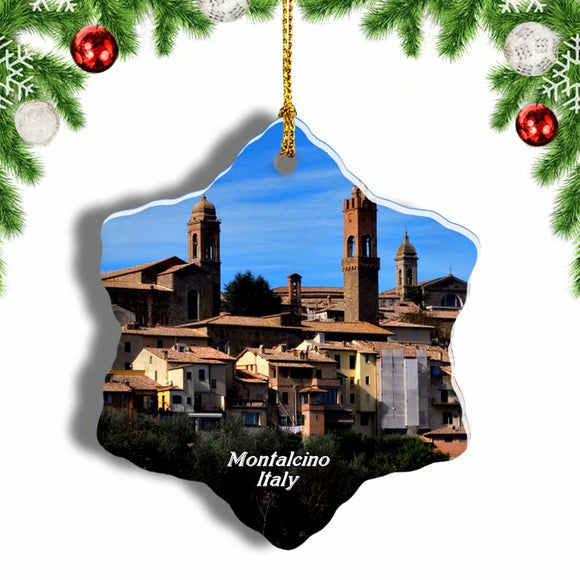 Montalcino Siena Tuscany Italy Christmas Ornament 3 Inches Snow