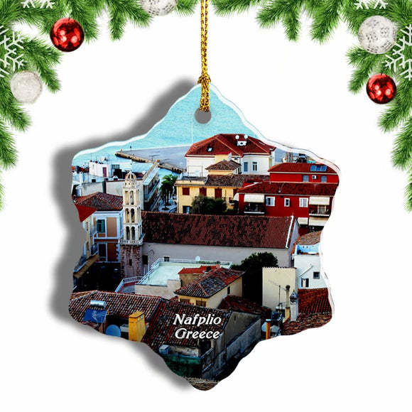 Greece Nafplio Christmas Ornament 3 Inches Snow