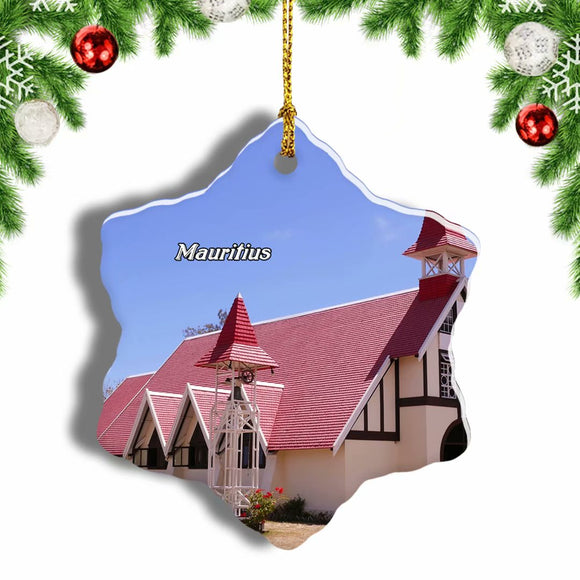 Church at Cap Malheureux Mauritius Christmas Ornament 3 Inches Snow