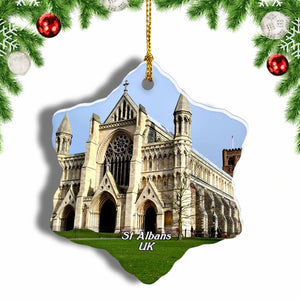 UK England St Albans Cathedral Christmas Ornament 3 Inches Snow