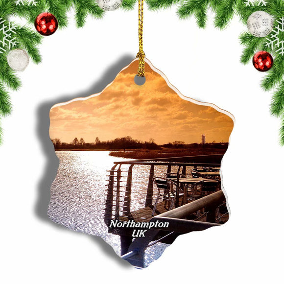 UK England Stanwick Lakes Northampton Christmas Ornament 3 Inches Snow