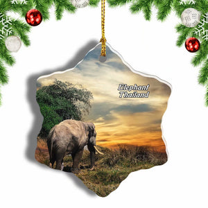 Thailand Elephant Christmas Ornament 3 Inches Snow