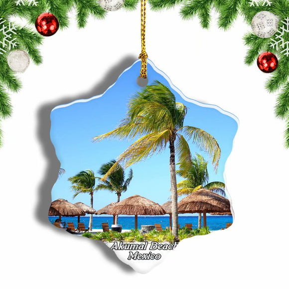 Mexico Akumal Beach Christmas Ornament 3 Inches Snow