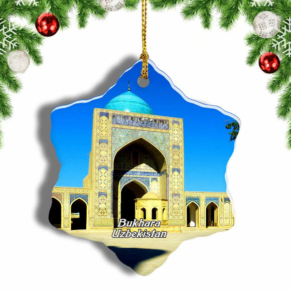 Great Minaret of the Kalon Bukhara Uzbekistan Christmas Ornament 3 Inches Snow