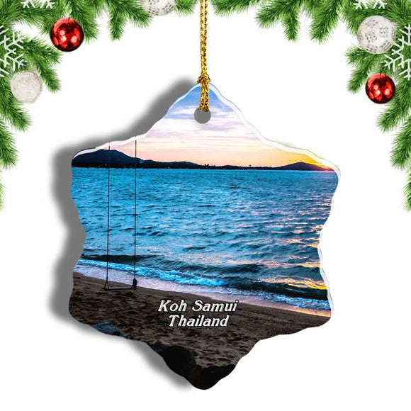 Thailand Chaweng Beach Koh Samui Christmas Ornament 3 Inches Snow