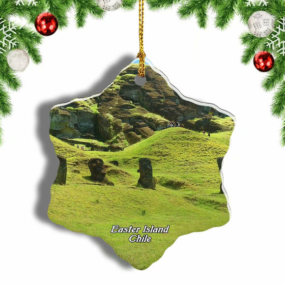 Chile Rapa Nui National Park Easter Island Christmas Ornament 3 Inches Snow