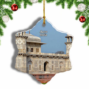 India Itmad-ud-Daula Agra Christmas Ornament 3 Inches Snow