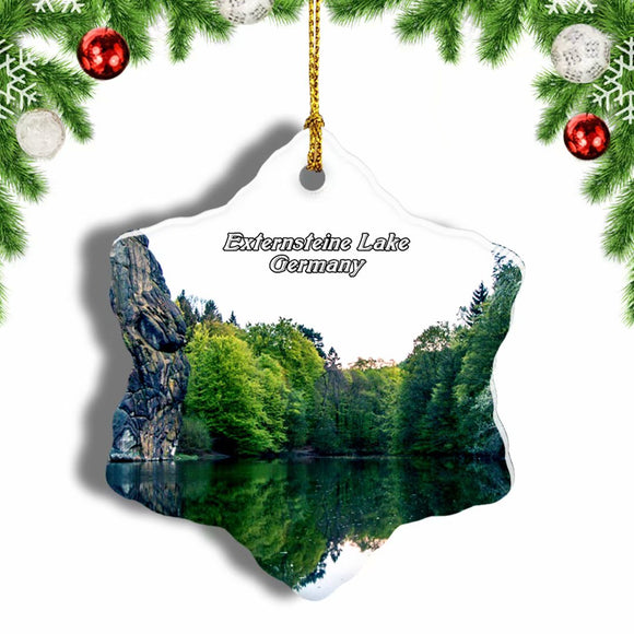 Germany Externsteine Lake Christmas Ornament 3 Inches Snow