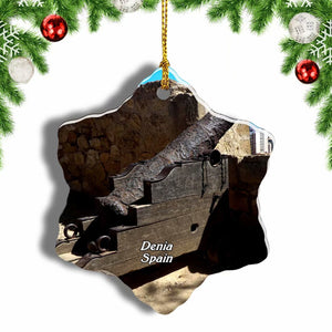 Spain Denia Castle Christmas Ornament 3 Inches Snow