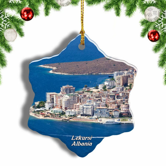 Albania Lekursi Castle Hill Christmas Ornament 3 Inches Snow