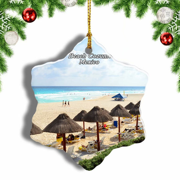 Mexico Beach Cozumel Christmas Ornament 3 Inches Snow