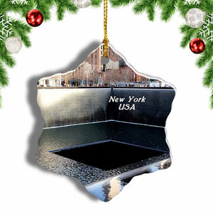 USA America The National  Memorial Museum New York Christmas Ornament 3 Inches Snow