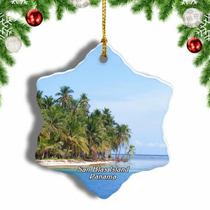 San Blas Island Caribbean Panama Christmas Ornament 3 Inches Snow