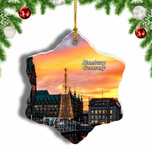 Germany Hamburg Christmas Market Christmas Ornament 3 Inches Snow