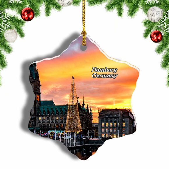 Germany Hamburg Christmas Market Christmas Ornament 3 Inches Snow