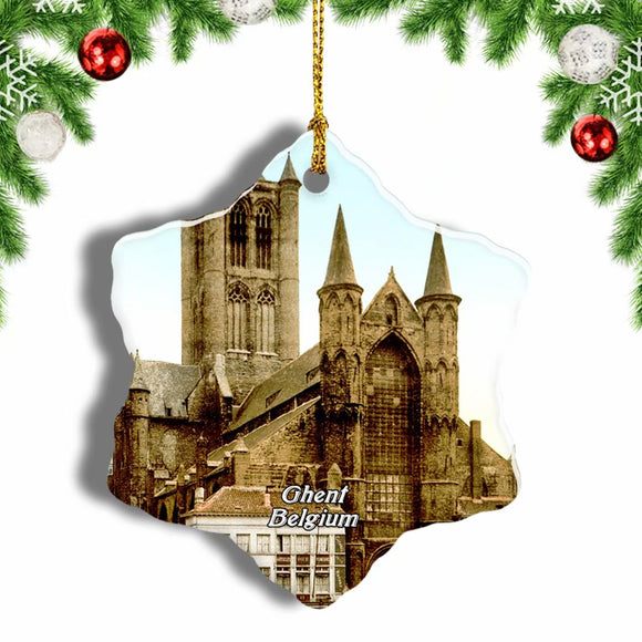 Belgium Saint Nicholas Church Ghent Christmas Ornament 3 Inches Snow