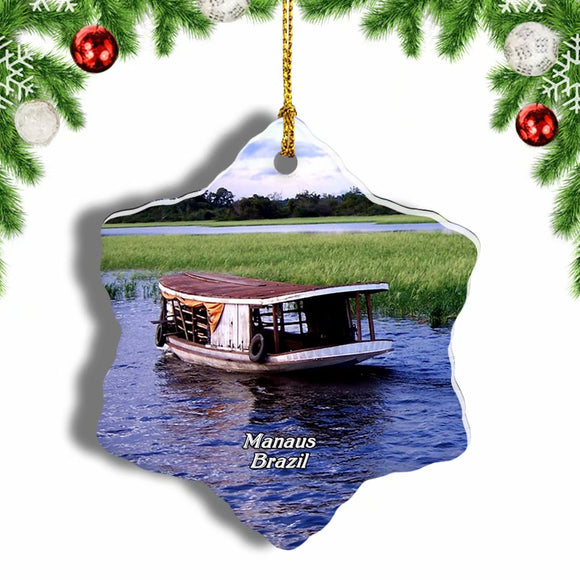 Brazil Amazon River Manaus Christmas Ornament 3 Inches Snow