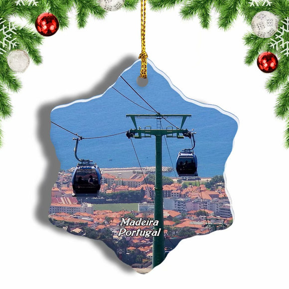 Portugal Monte Cable Car Funchal Madeira Christmas Ornament 3 Inches Snow