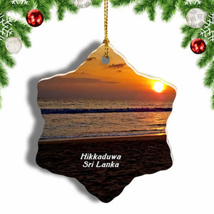 Sri Lanka Hikkaduwa Beach Christmas Ornament 3 Inches Snow