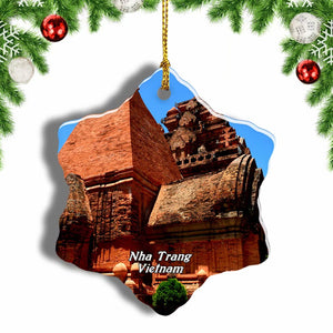 Vietnam Po Nagar Cham Towers Nha Trang Christmas Ornament 3 Inches Snow