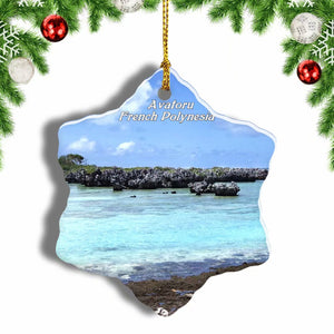 French Polynesia Avatoru Christmas Ornament 3 Inches Snow