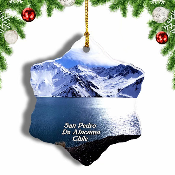 Chile Lagunas Miscanti y Miniques San Pedro De Atacama Christmas Ornament 3 Inches Snow