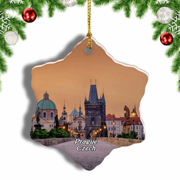 Czech Charles Bridge Prague Christmas Ornament 3 Inches Snow