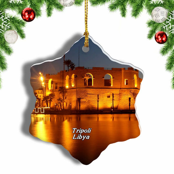 Tripoli Libya Christmas Ornament 3 Inches Snow