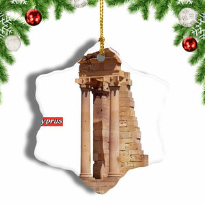 Cyprus Temple Ruin Christmas Ornament 3 Inches Snow