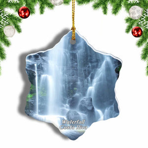 Costa Rica Waterfall Christmas Ornament 3 Inches Snow