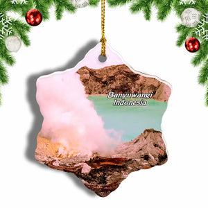 Indonesia Gunung Ijen Banyuwangi Java Christmas Ornament 3 Inches Snow