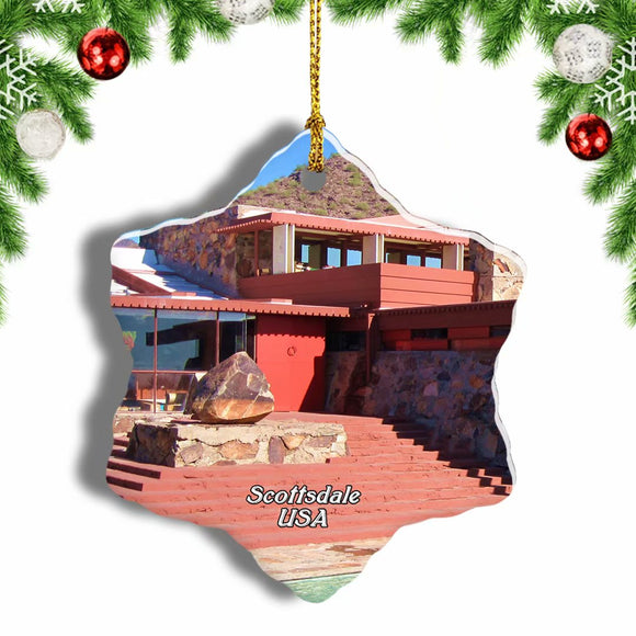 USA America Taliesin West Scottsdale Christmas Ornament 3 Inches Snow