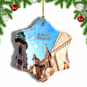 Germany Freiburg Cathedral Christmas Ornament 3 Inches Snow