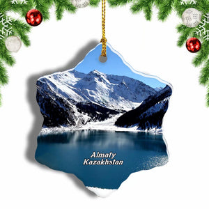 Big Almaty Lake Almaty Kazakhstan Christmas Ornament 3 Inches Snow