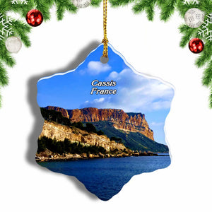 France Calanques Cassis Christmas Ornament 3 Inches Snow