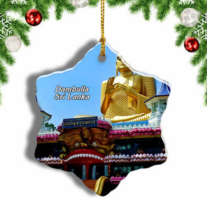 Sri Lanka Golden Temple of Dambulla Christmas Ornament 3 Inches Snow