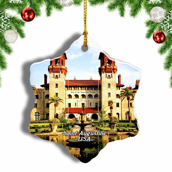 USA America Lightner Museum Saint Augustine Christmas Ornament 3 Inches Snow