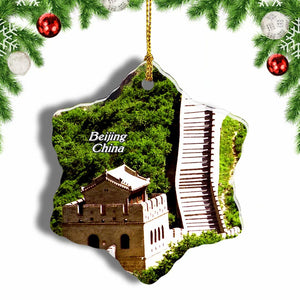 China Great Wall Beijing Christmas Ornament 3 Inches Snow