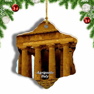 Italy Temple of Concord Agrigento Sicily Christmas Ornament 3 Inches Snow