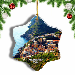 Monterosso Cinque Terre Italy Christmas Ornament 3 Inches Snow