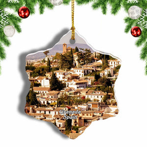 Spain Albayzin Granada Christmas Ornament 3 Inches Snow