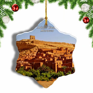 Morocco Fortress Adobe Castle Christmas Ornament 3 Inches Snow