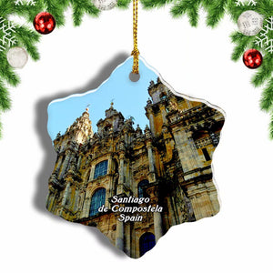 Spain Santiago de Compostela Christmas Ornament 3 Inches Snow